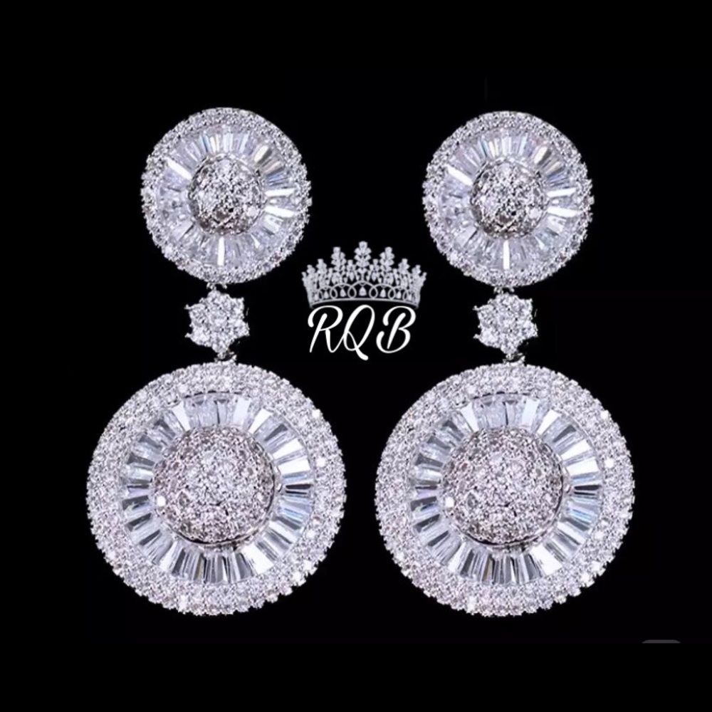 Cubic Zirconium in Platinum plate Earrings